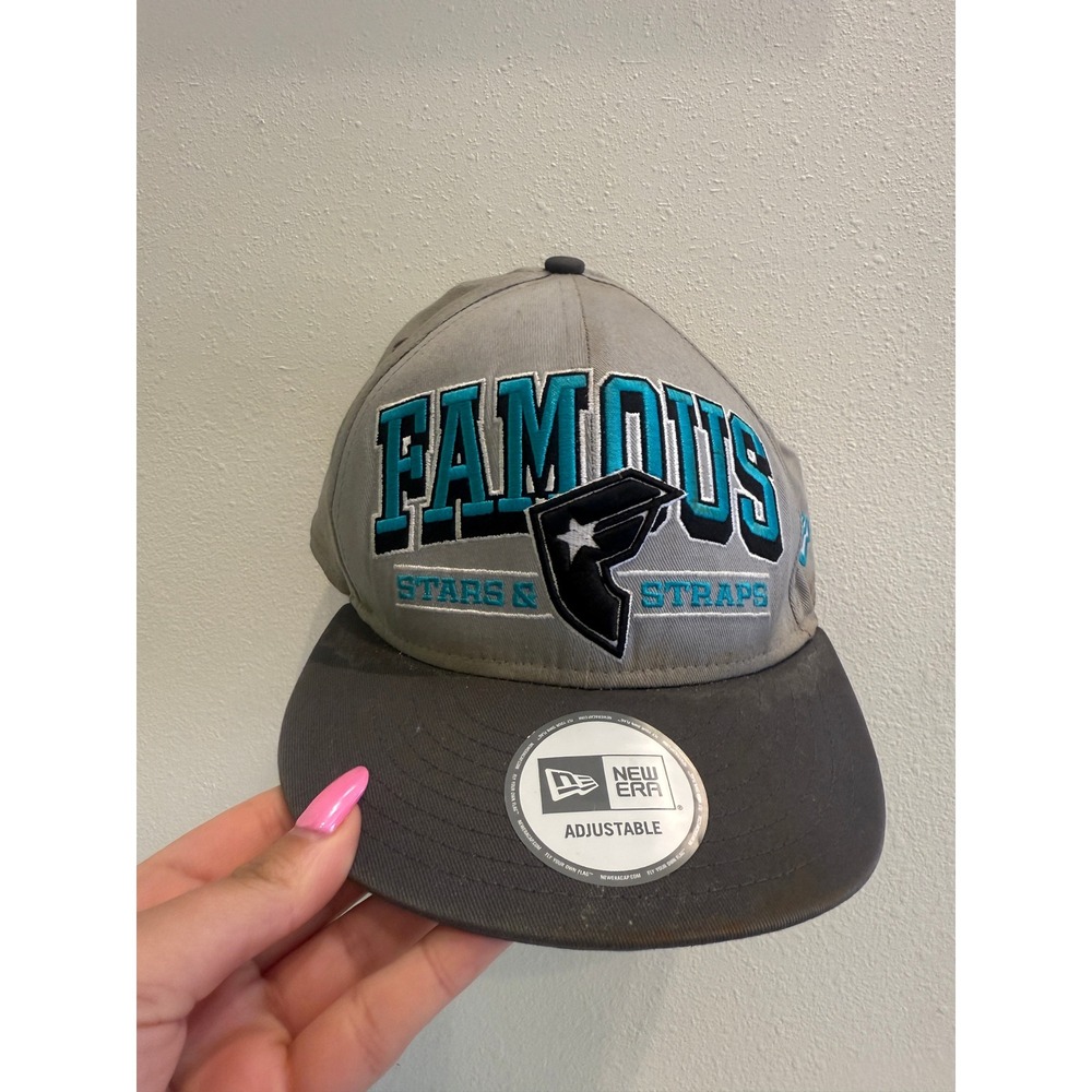 New Era‎ Famous Stars & Straps Snapback Hat Grey Teal Embroidered Adjustable Cap